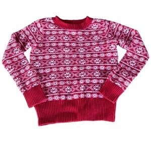 Gap Kids Fair Isle Knit Sweater XS (4-5) Holiday Christmas Red White Long Sleeve
